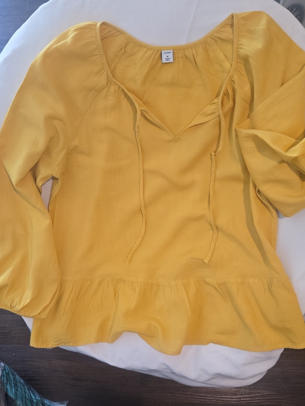 Old Navy Yellow Tie-Front Peplum Blouse